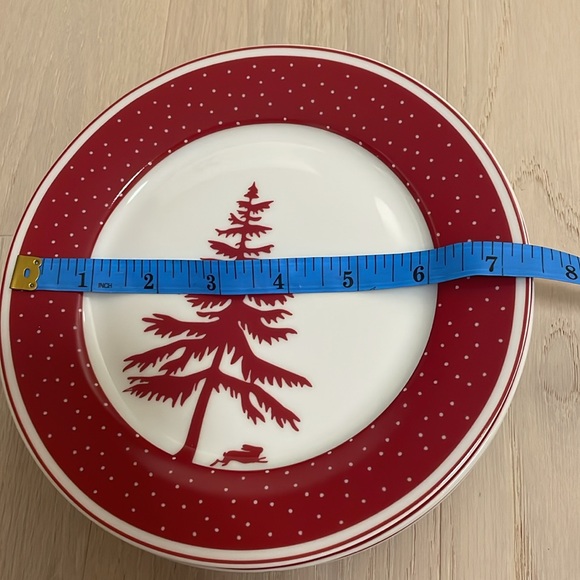 PC Christmas Tree Red & White set of 6 plates polka dots bunny d/w & micro safe - Picture 7 of 7